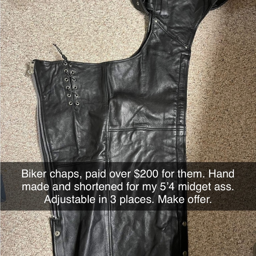 Black Leather Biker Chaps